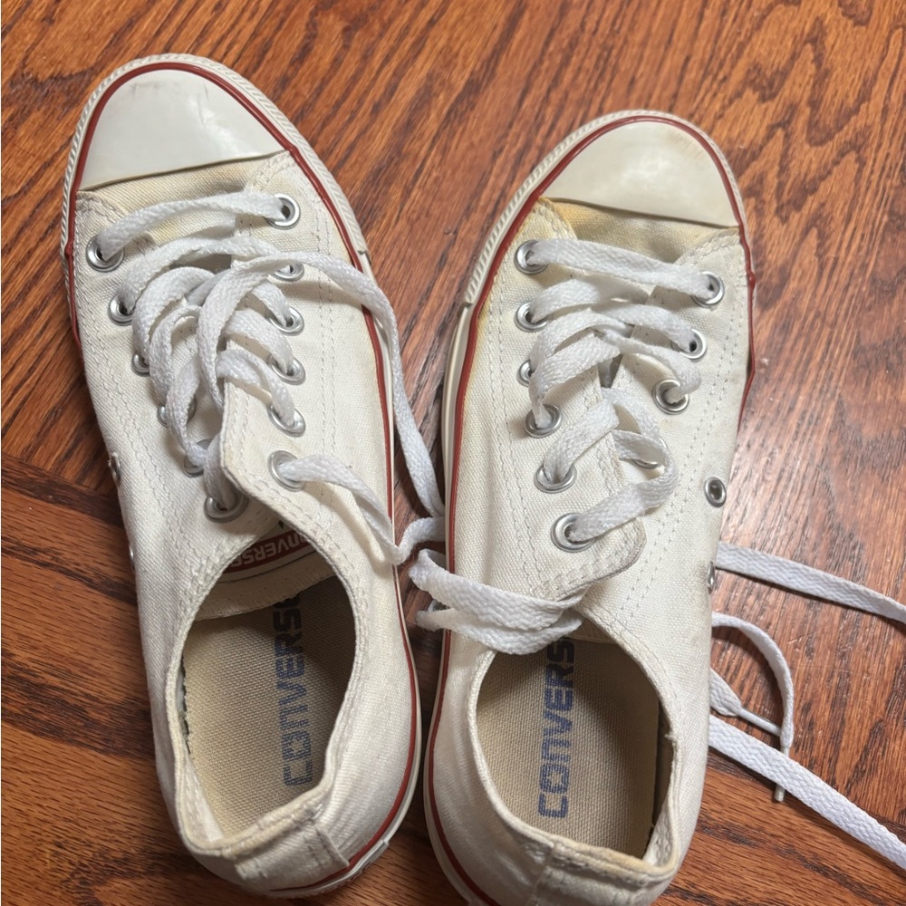 Converse White Sneakers with Red Accents